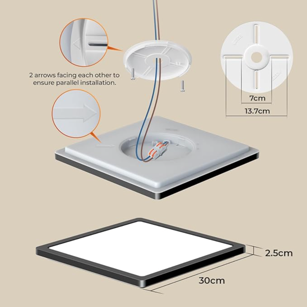Moderne LED Loftpanel 24W – 30 cm – Justerbar Lysfarve – Med Halo-baglys