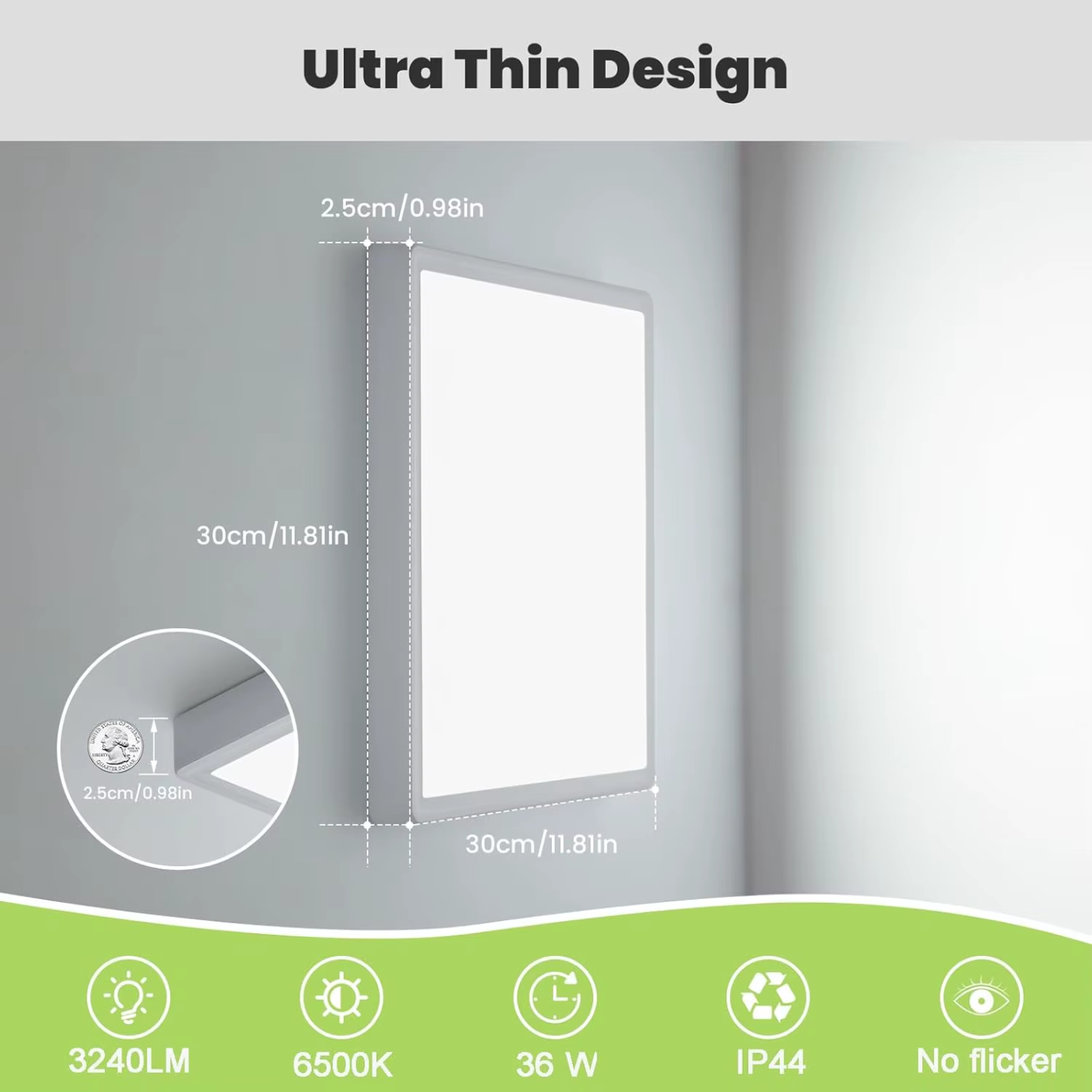 Moderne LED Loftpanel 24W – 30 cm – Justerbar Lysfarve – Med Halo-baglys