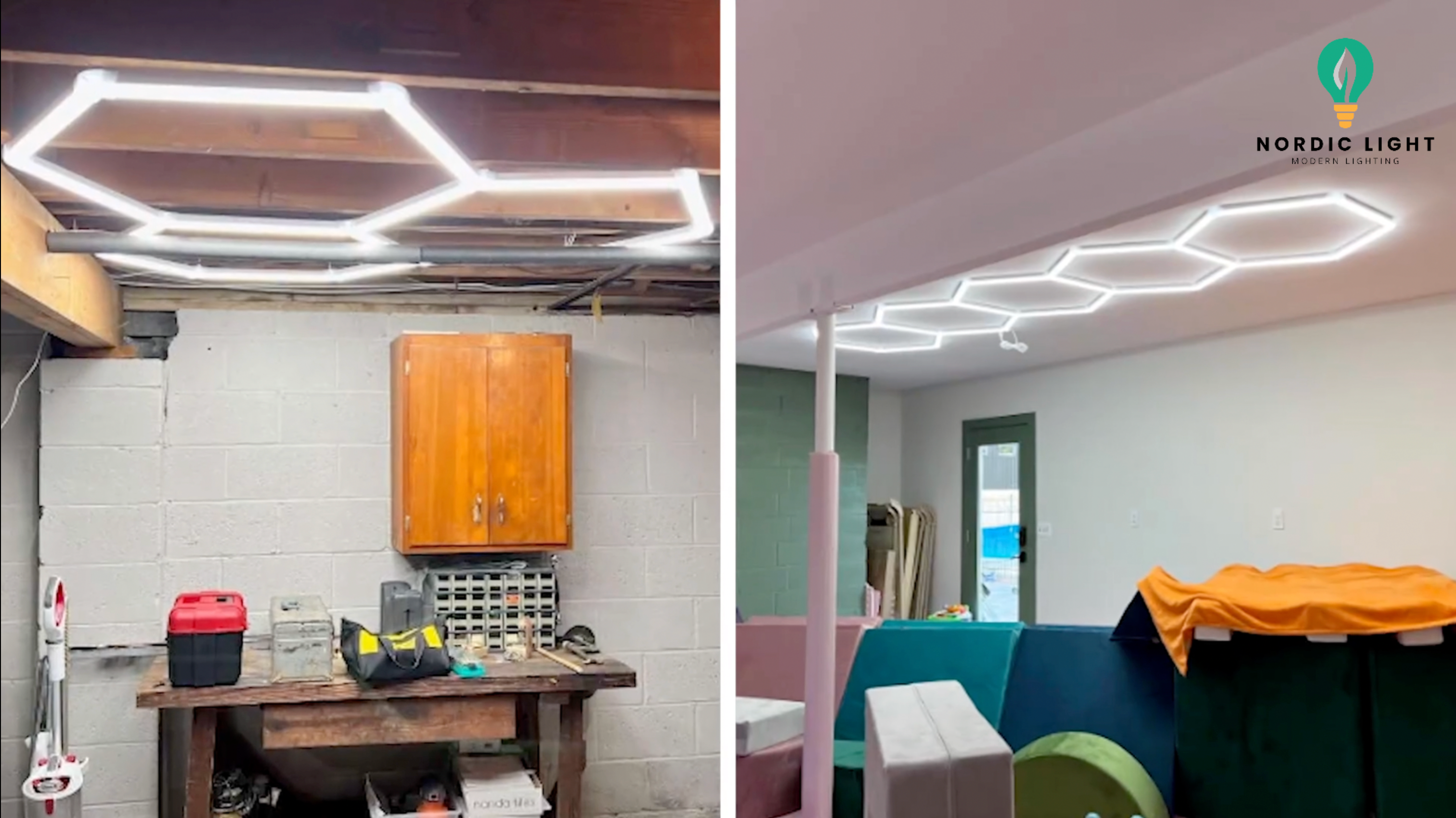 Hexagon LED Loftlys – Modulært Sekskantet Design, 6500K Klar Hvid | Nordic Light